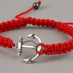 Silver Nautical Boat Anchor Bracelet Rope